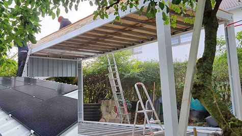 bis hin zum Gartenhaus in Vorbereitung zum PV auf dem Dach.